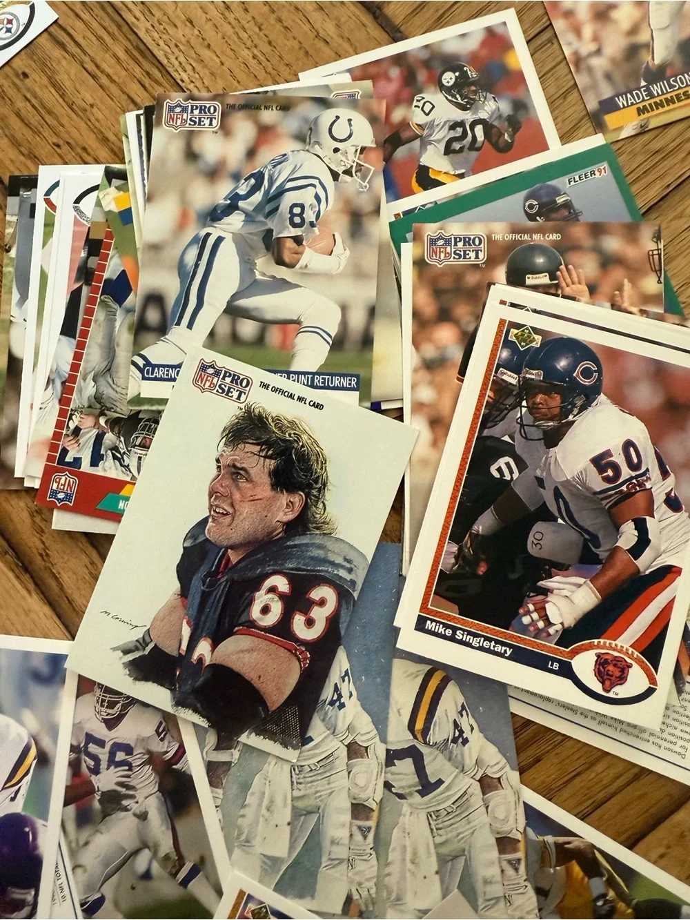 Large Lot of Football Trading Cards in Zip Bag - Multicolor